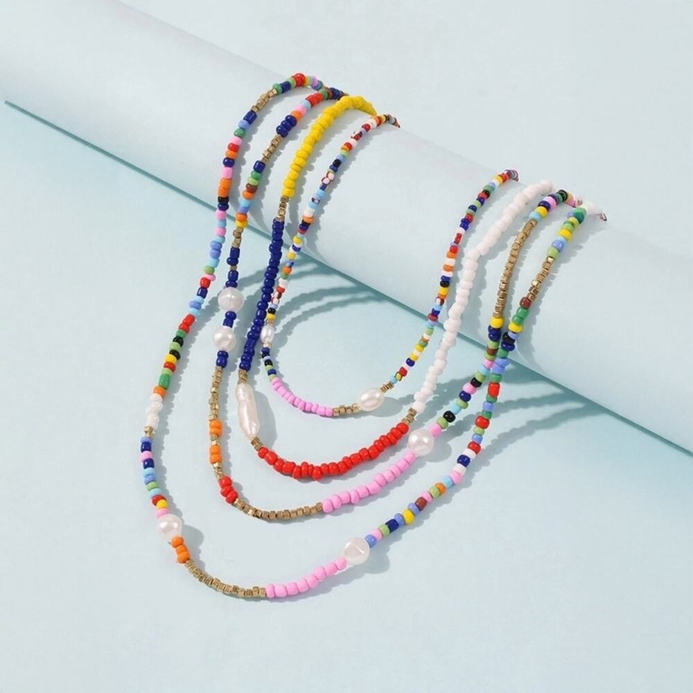A617 • Multicolor Seed Bead Layered Necklace Set